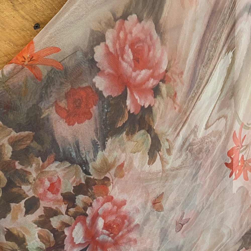 Romantic Pink Floral Chiffon Maxi Skirt - Picture 6 of 8
